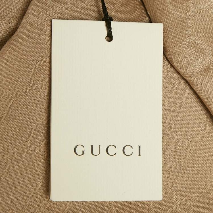 Pre Owned Gucci Beige GG Jacquard Wool Blend Square Scarf 