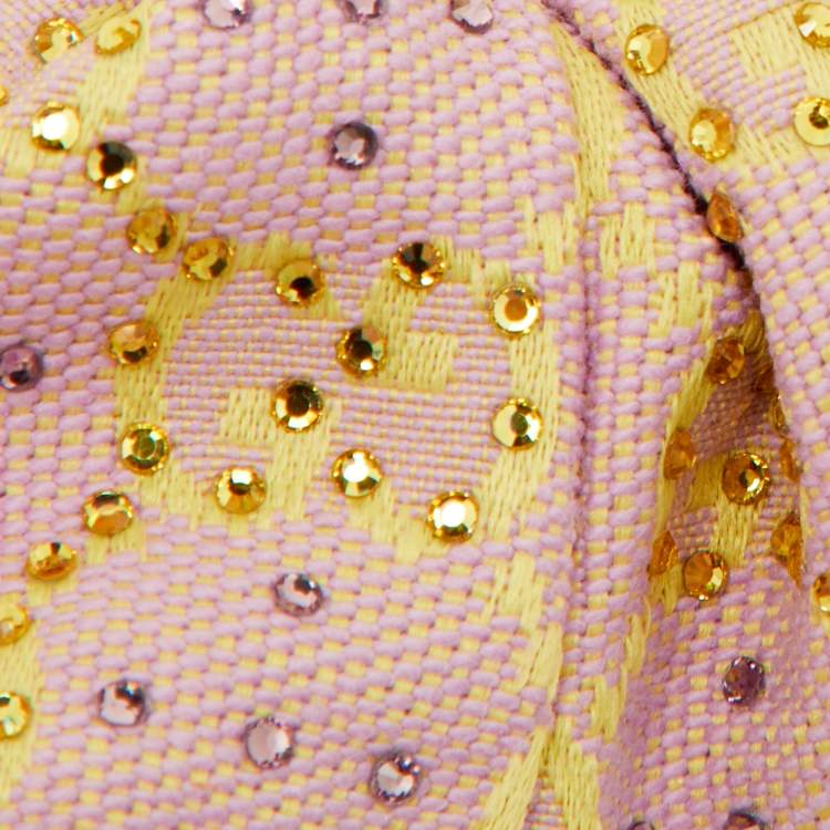 Pre Owned Gucci Pink GG Canvas Crystal Embellished Hair Scrunchie 