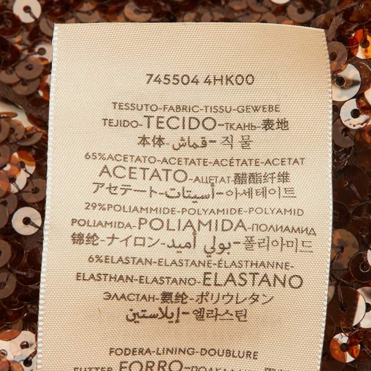 Pre Owned Gucci Brown Eveline Sequined Gloves S/7