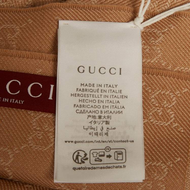 Pre Owned Gucci Beige GG Jacquard Wool Scarf