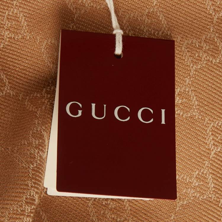 Pre Owned Gucci Beige GG Jacquard Wool Scarf