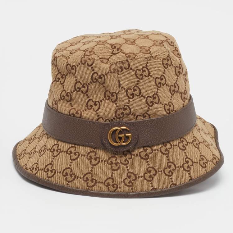 Pre Owned Gucci Beige/Brown GG Monogram Canvas Bucket Hat