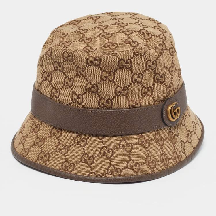 Pre Owned Gucci Beige/Brown GG Monogram Canvas Bucket Hat