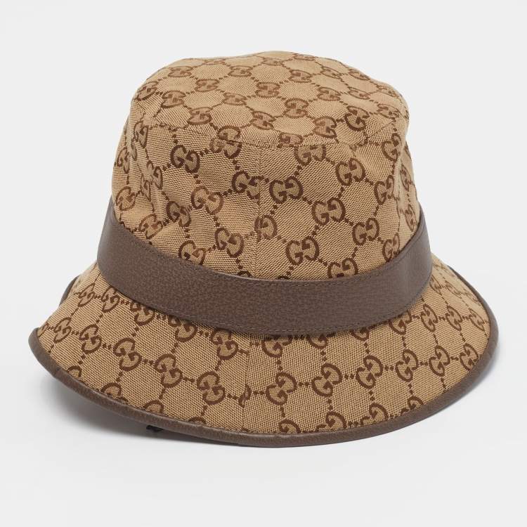 Pre Owned Gucci Beige/Brown GG Monogram Canvas Bucket Hat