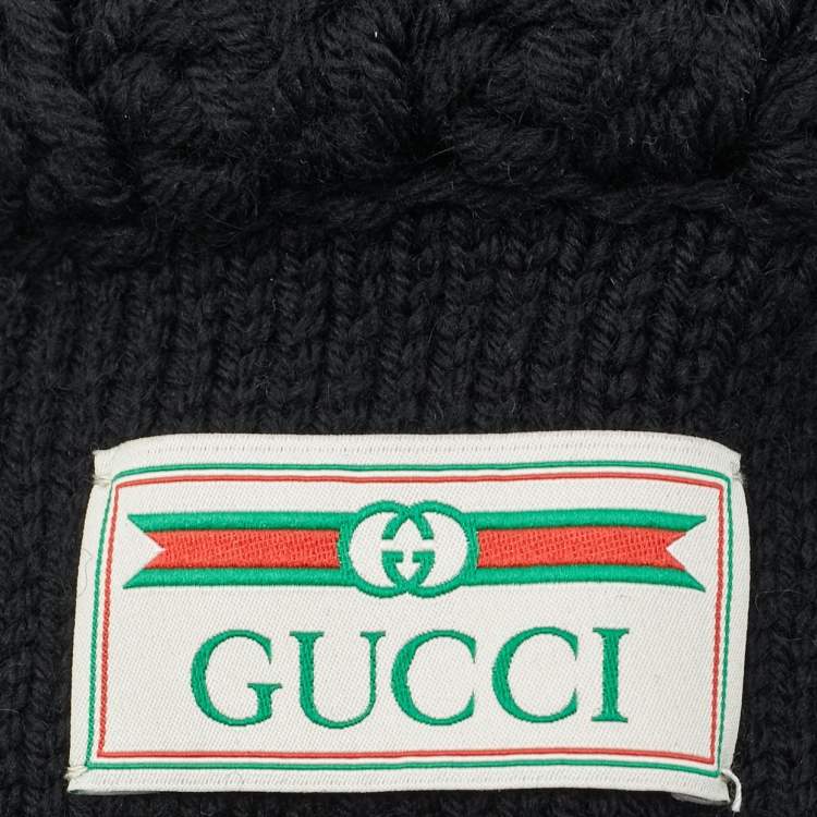 Pre Owned Gucci Black Rib Knit Gloves M
