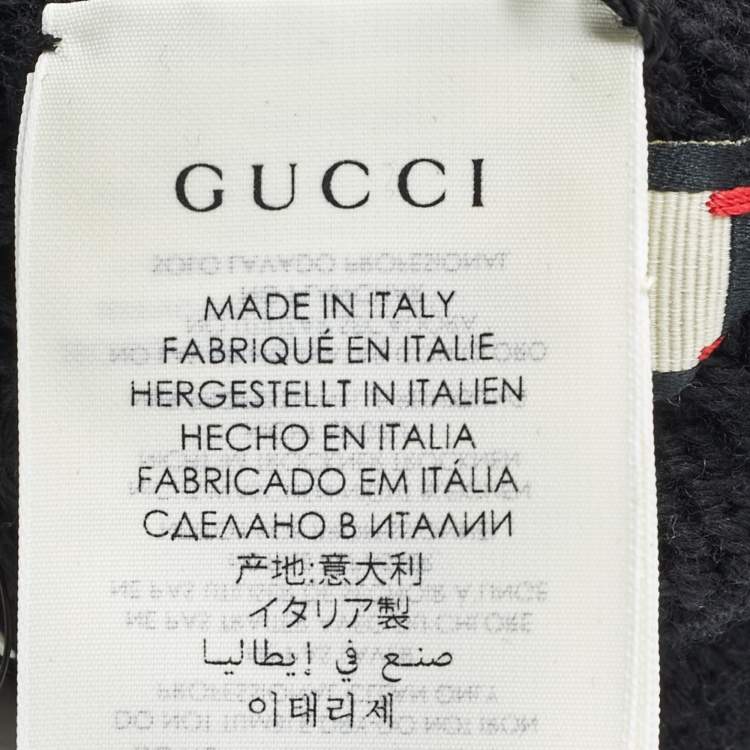 Pre Owned Gucci Black Rib Knit Gloves M