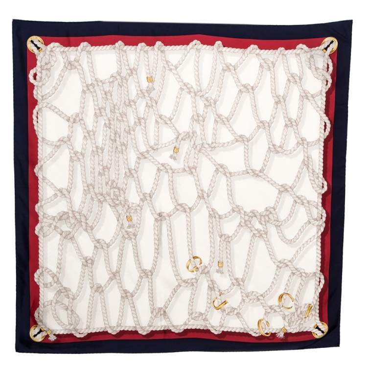مملوكة مسبقًا Gucci Multicolor Nautical Ropes Silk Square Scarf