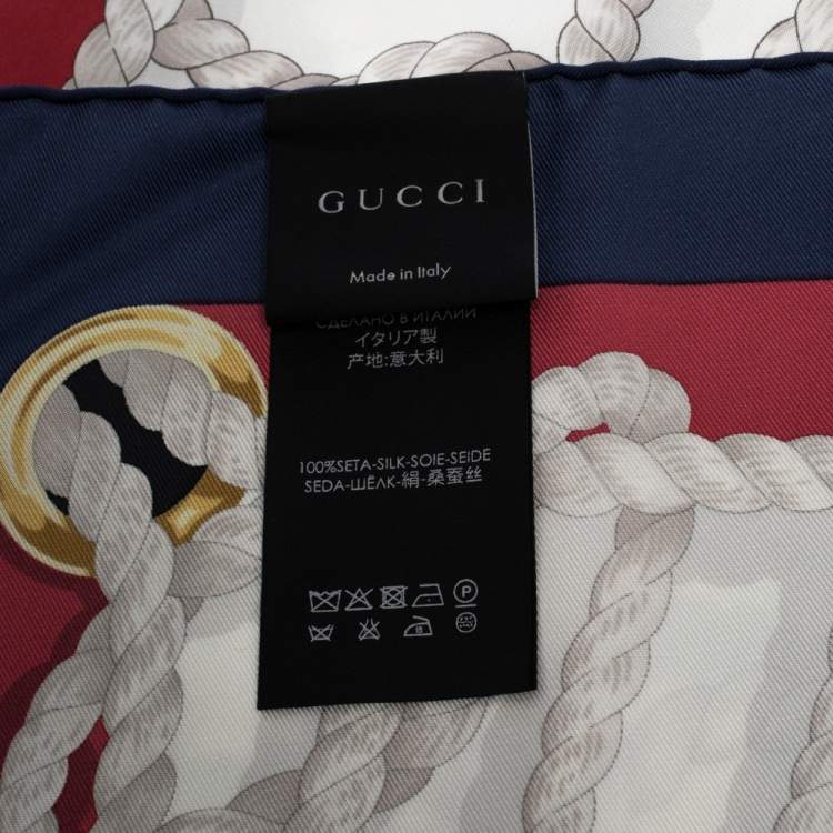 مملوكة مسبقًا Gucci Multicolor Nautical Ropes Silk Square Scarf