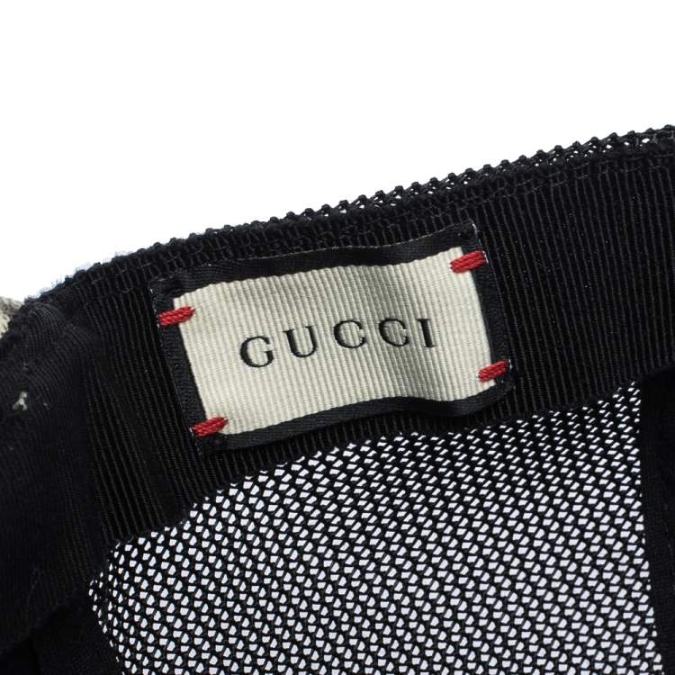 Pre Owned Gucci Beige GG Supreme Bosco Patch Detail Baseball Cap L
