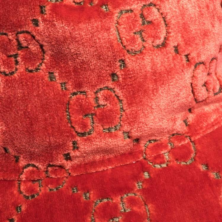 Pre Owned Gucci Red GG Velvet Baseball Cap M