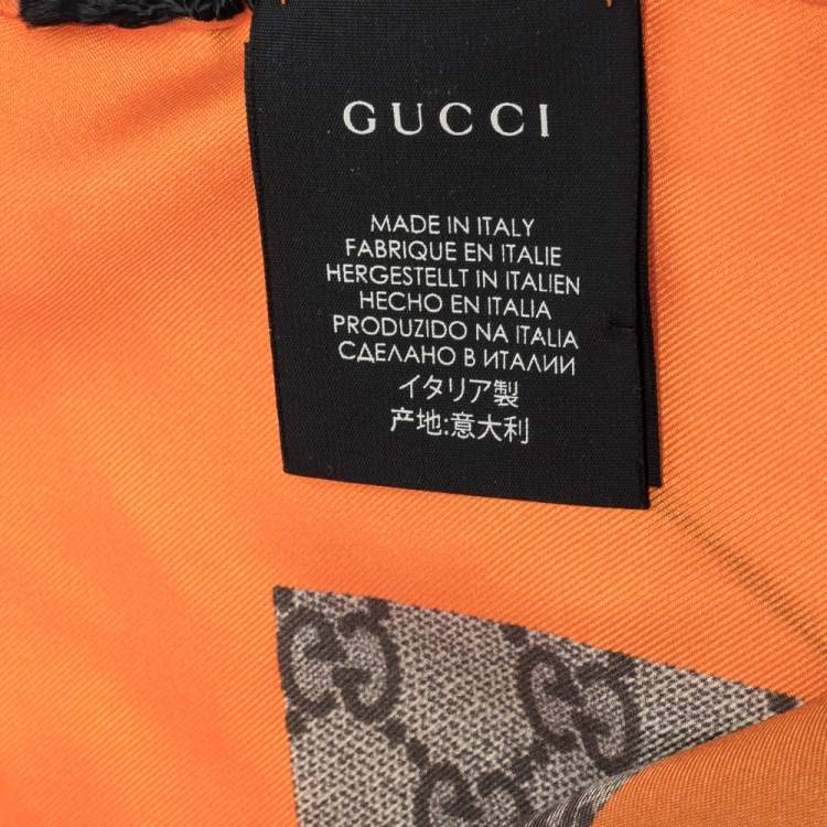 مملوكة مسبقًا Gucci Orange GG Floral Print Silk Scarf