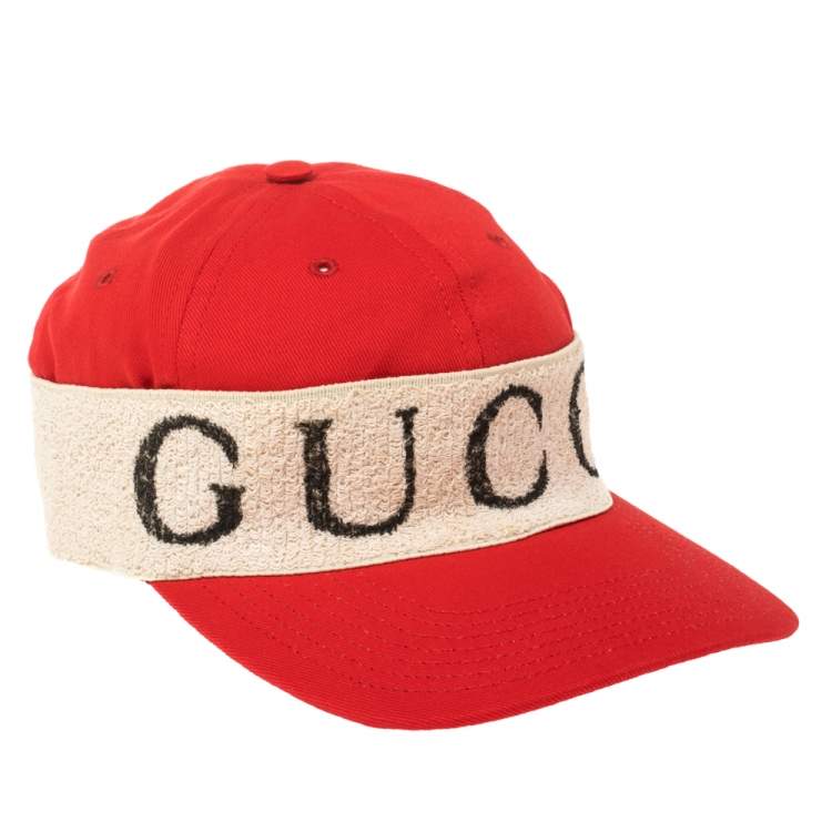 mild sanger Fange Gucci Red/Off White Canvas Logo Band Baseball Cap M Gucci | TLC