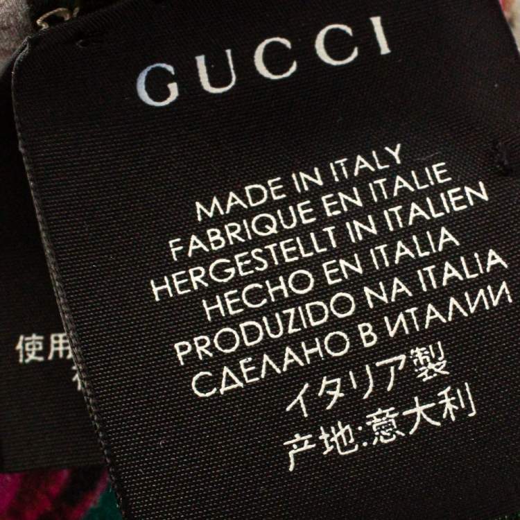 Pre Owned Gucci Green Blooms Print Silk Headband