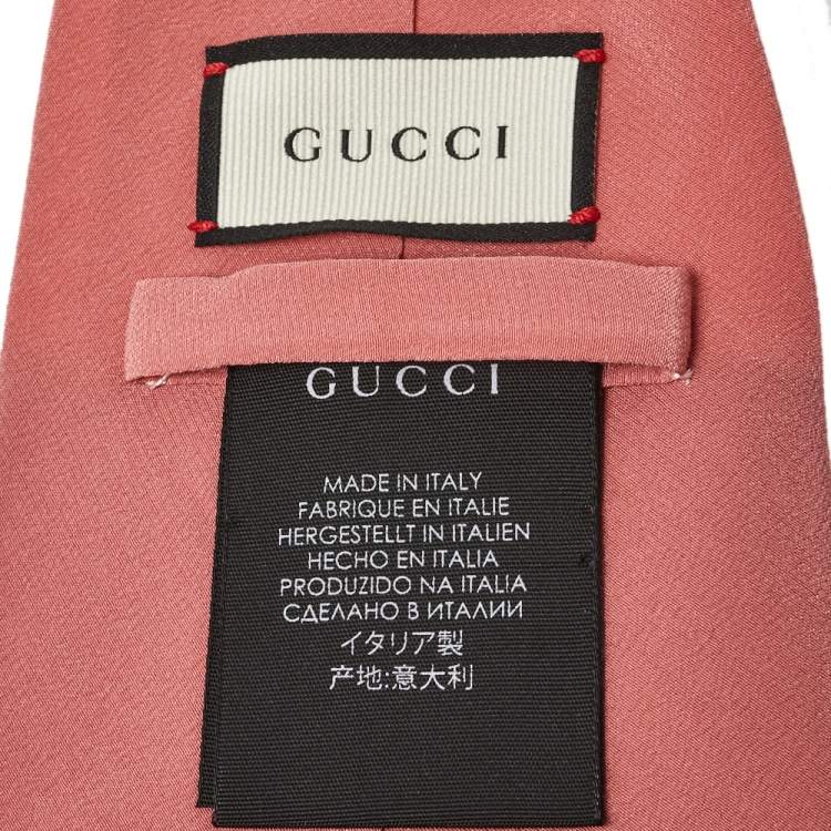 Pre Owned Gucci Pink Embroidered Pineapple Detail Silk Tie