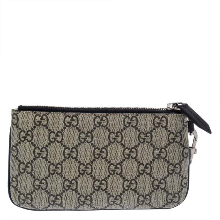Pre Owned Gucci Beige GG Supreme Canvas Kingsnake Print iPhone Pouch