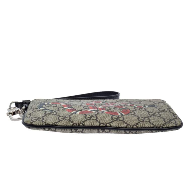 Pre Owned Gucci Beige GG Supreme Canvas Kingsnake Print iPhone Pouch