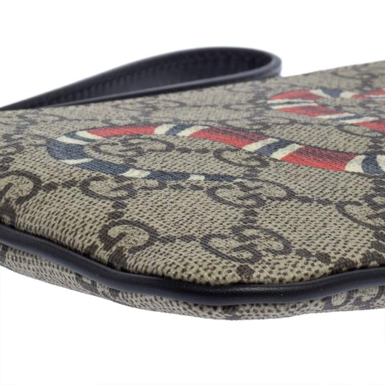 Pre Owned Gucci Beige GG Supreme Canvas Kingsnake Print iPhone Pouch