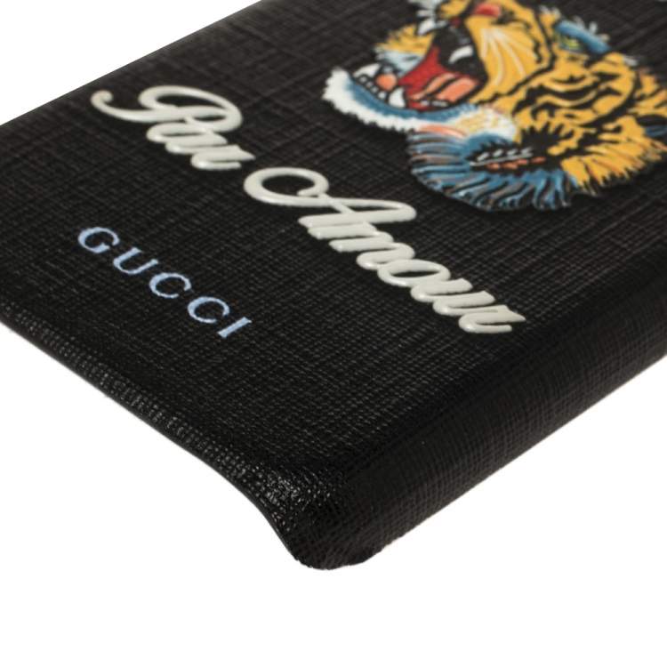 Pre Owned Gucci Black Coated Canvas L'Aveugle Par Amour iPhone 6 Case