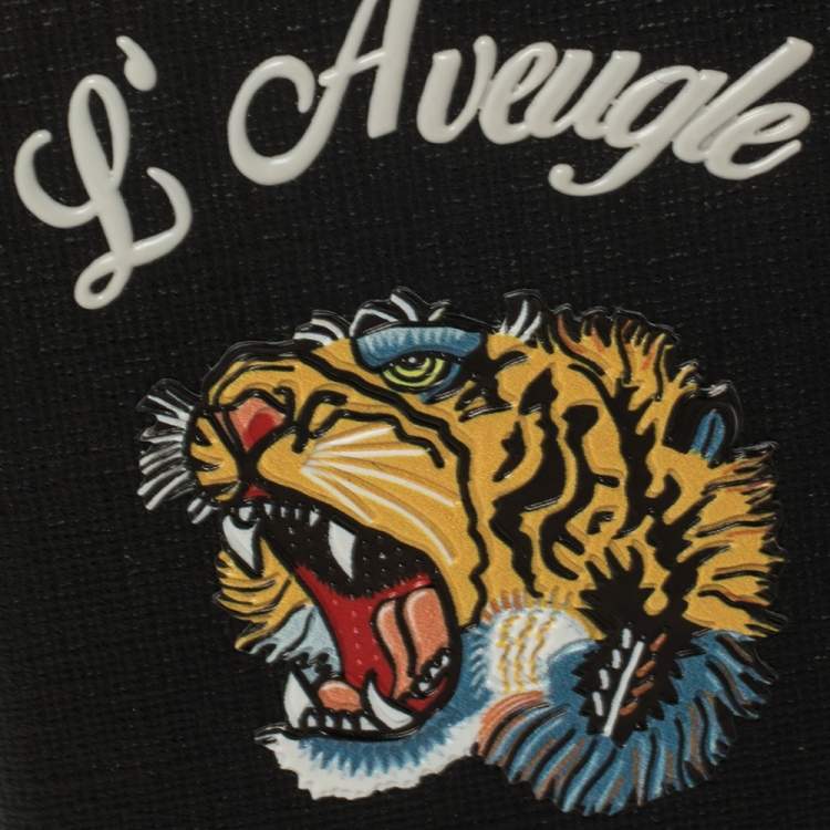 Pre Owned Gucci Black Coated Canvas L'Aveugle Par Amour iPhone 6 Case