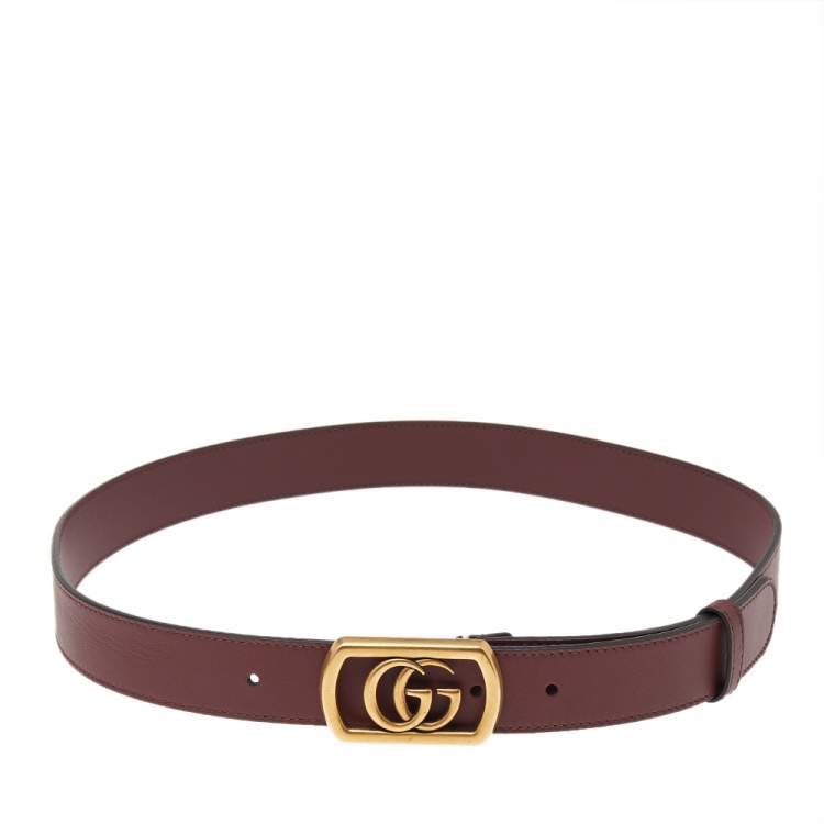 Gucci leather belt on sale with framed double g