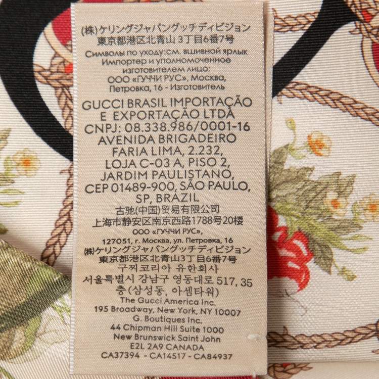 Pre Owned Gucci 100 Cream/Red Silk Monogram Floral Print Stole