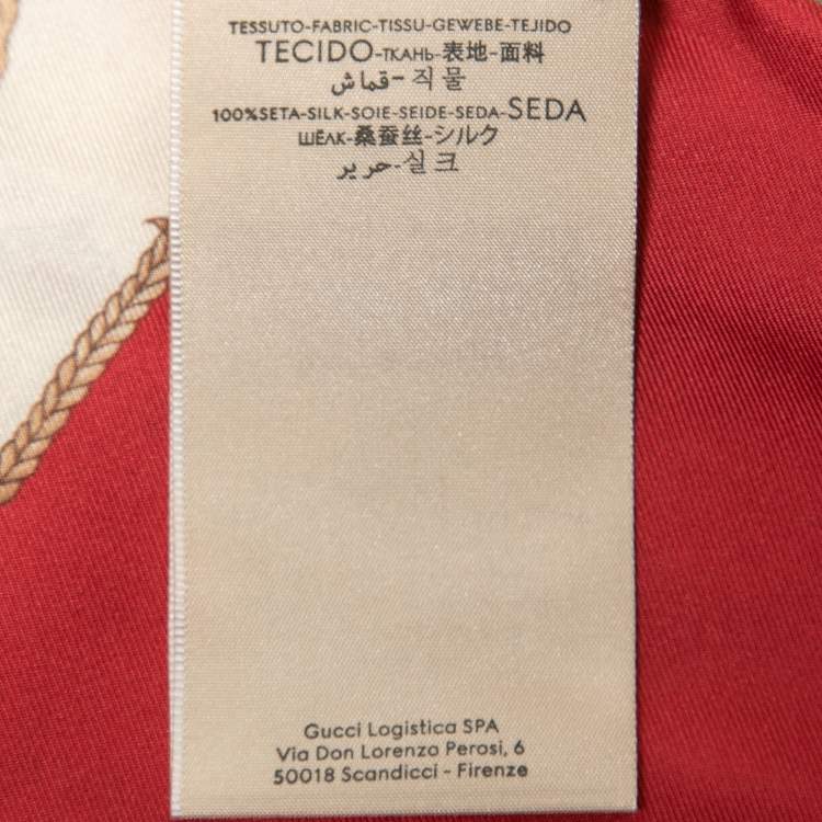 Pre Owned Gucci 100 Cream/Red Silk Monogram Floral Print Stole