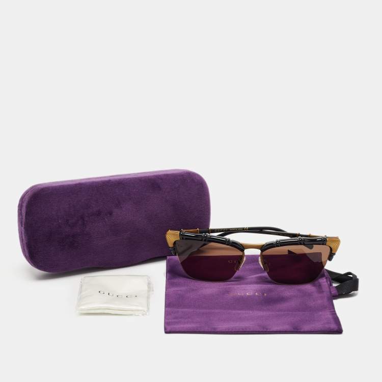 Pre Owned Gucci Black/Gold GG0660S Frame Cat Eye Sunglasses