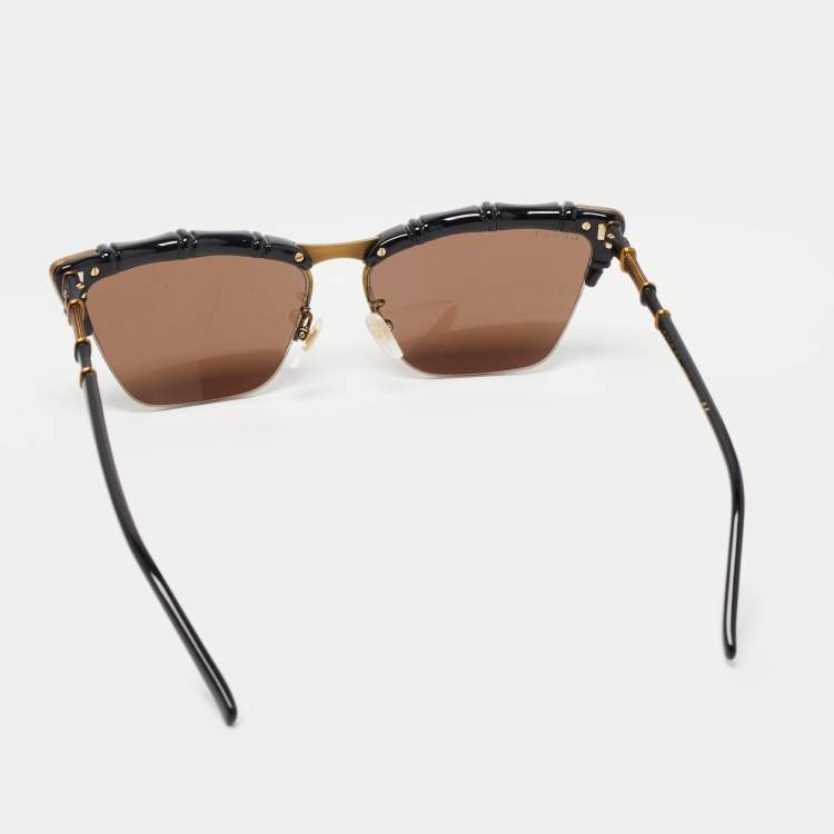 Pre Owned Gucci Black/Gold GG0660S Frame Cat Eye Sunglasses