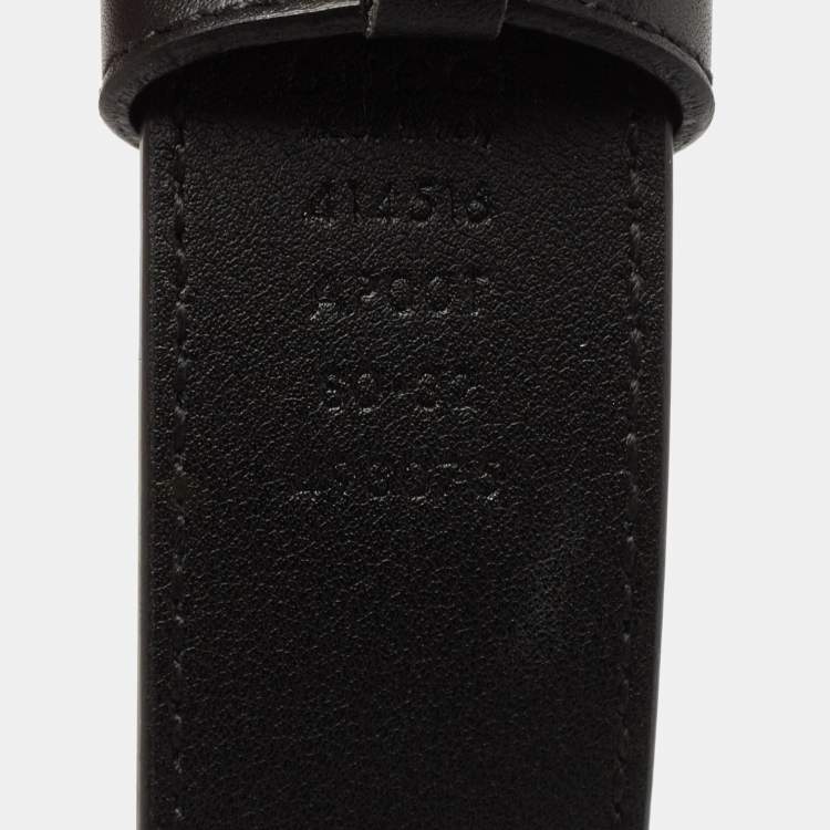 Pre Owned Gucci Black Leather GG Marmont Buckle Belt 80CM