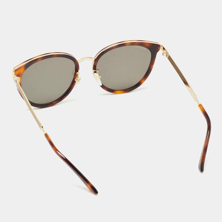 Pre Owned Gucci Brown/Gold GG007SK Frame Sunglasses