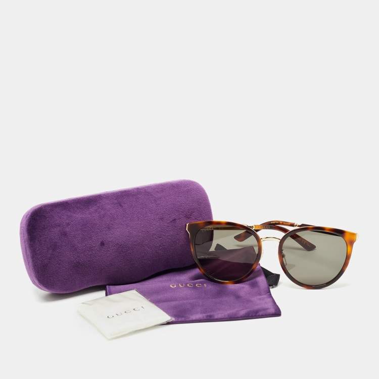 Pre Owned Gucci Brown/Gold GG007SK Frame Sunglasses