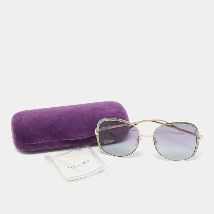 Pre Owned Gucci Gold Gradient Frame Rectangular Sunglasses