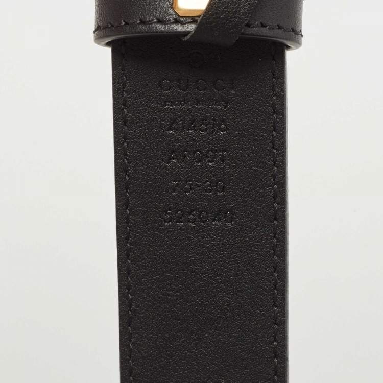 Pre Owned Gucci Black Leather GG Marmont Belt 75CM