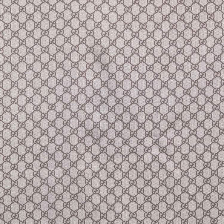 Pre Owned Gucci Red & Beige Monogram Printed Silk Square Scarf