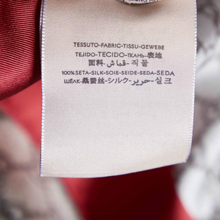 Pre Owned Gucci Red & Beige Monogram Printed Silk Square Scarf