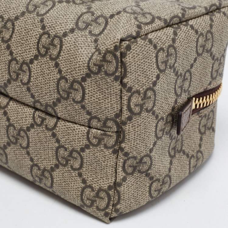 Pre Owned Gucci Beige GG Supreme Canvas Ophidia Cosmetic Case