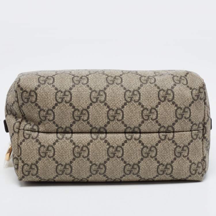 Pre Owned Gucci Beige GG Supreme Canvas Ophidia Cosmetic Case