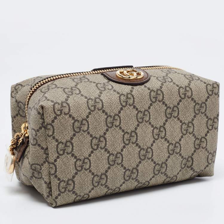 Pre Owned Gucci Beige GG Supreme Canvas Ophidia Cosmetic Case
