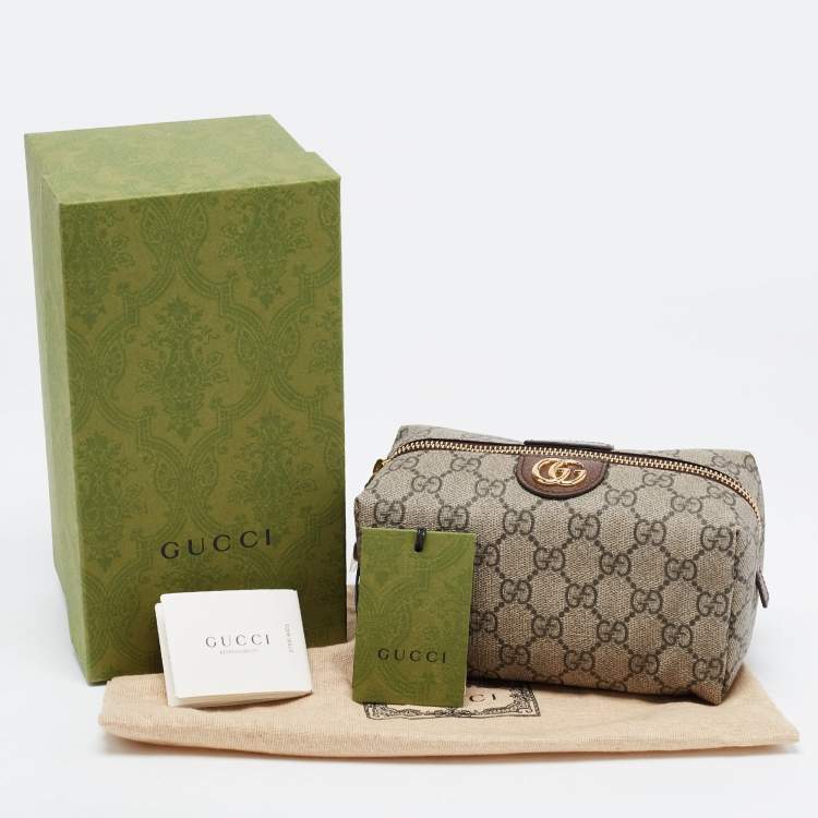 Pre Owned Gucci Beige GG Supreme Canvas Ophidia Cosmetic Case