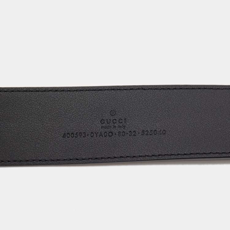 Pre Owned Gucci Black Leather GG Marmont Buckle Belt 80CM