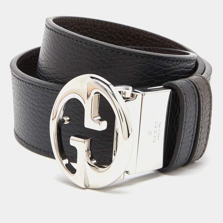 Gucci Brown Leather Silver Toned Hardware Interlocking G Buckle Belt 5 –  Queen Bee of Beverly Hills