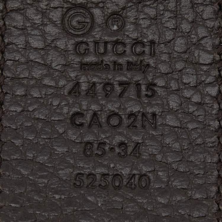 Pre Owned Gucci Black/Brown Leather Interlocking G Reversible Buckle Belt 85CM