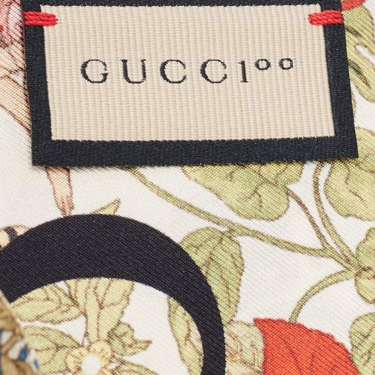 مملوكة مسبقًا Gucci 100 Cream Flora Printed Silk Stole