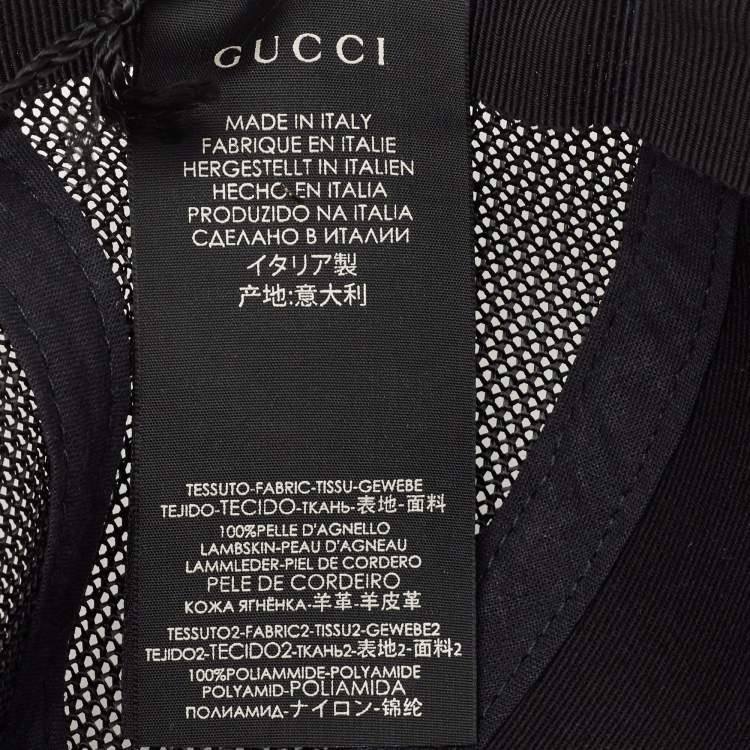 Pre Owned Gucci Black Guccy Stars Print Leather & Mesh Baseball Cap M
