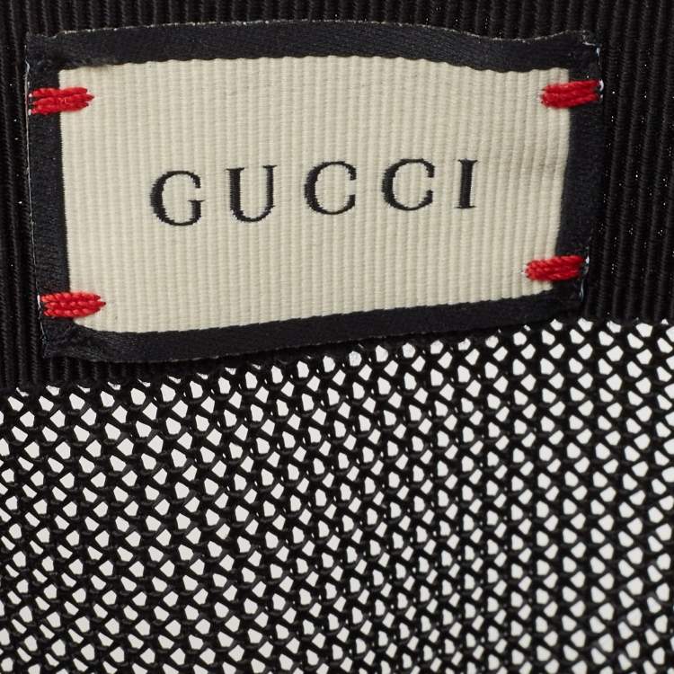 Pre Owned Gucci Black Guccy Stars Print Leather & Mesh Baseball Cap M