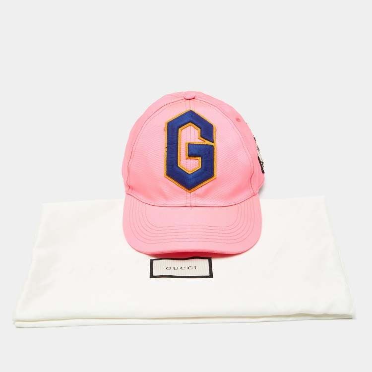 Pre Owned Gucci Neon Pink G Skull Patch Detail Baseball Cap L