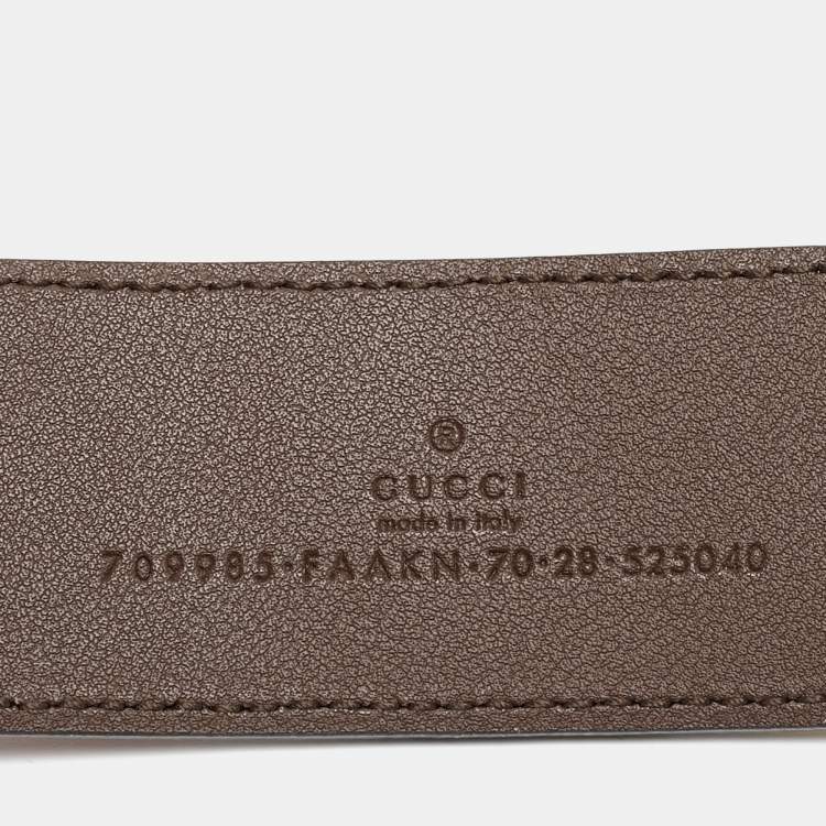 Pre Owned Gucci Beige GG Supreme Canvas Stripe Double G Buckle Belt 70CM