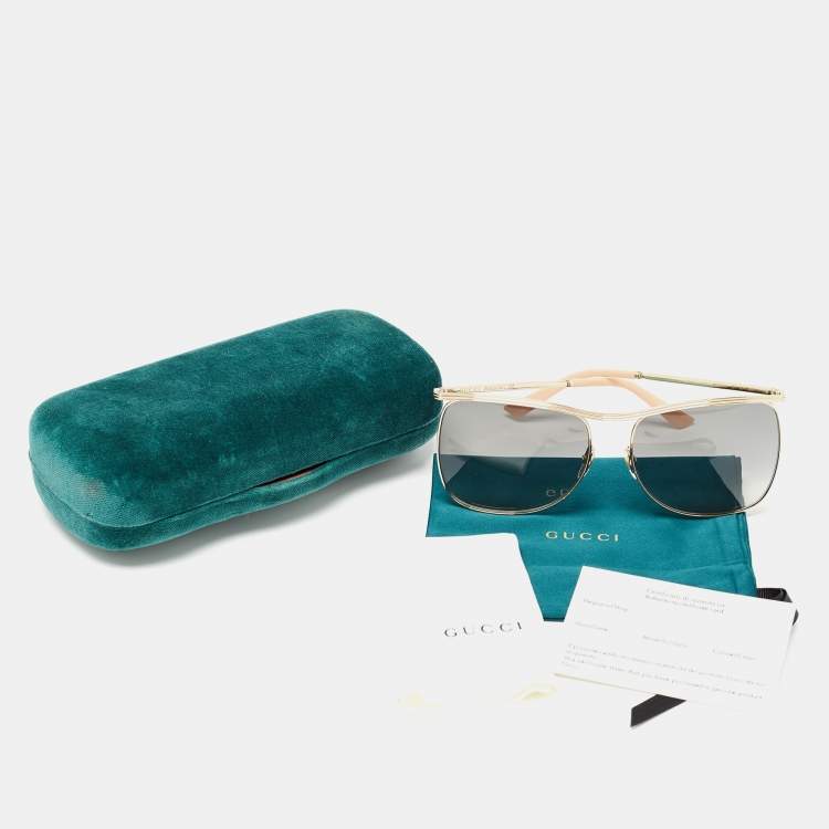 Pre Owned Gucci Black/Gold Gradient GG0820S Square Sunglasses