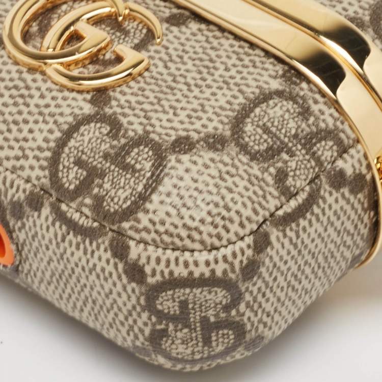 Pre Owned Gucci Beige/Brown GG Supreme Canvas GG Marmont Airpods Case with Strap