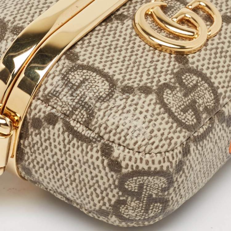 Pre Owned Gucci Beige/Brown GG Supreme Canvas GG Marmont Airpods Case with Strap